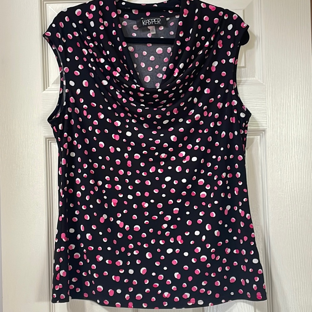 Kasper Layered Black and Pink Detailed Top